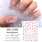 Peach Blossom Camellia Flowers Nail Stickers Lily of the Valley Convallaria Lily