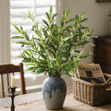 Fake Plants Olive Branch Artificial Plant Outdoor Decorations for Living Room... Green Plant