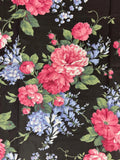 Vintage 90s Joan Kessler Concord Fabric Pink Cabbage Rose Floral Chintz Black Roses