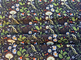 Mushroom Cotton Fabric- Cotton and Quilting Fabric- Flowering Plants