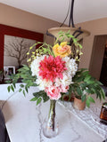 Artificial Multicolor Rose Dahlia Hydrangea Flower Arrangement in Vase Hydrangea