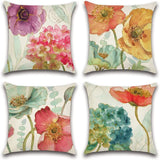 Set of 4 Waterproof Throw Pillow Covers 18X18 Inches, Hydrangea and Lotus Patter Hydrangea