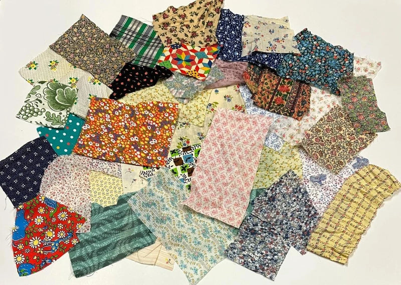 Vintage Mixed Lot 45+ Pieces Floral Cotton Fabric Quilt Flowers Scraps Assorted Flowering Plants