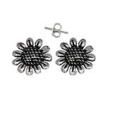 Sun Flower Pin Earring Sterling Silver .925 Oxidized. | Made in USA Sunflower