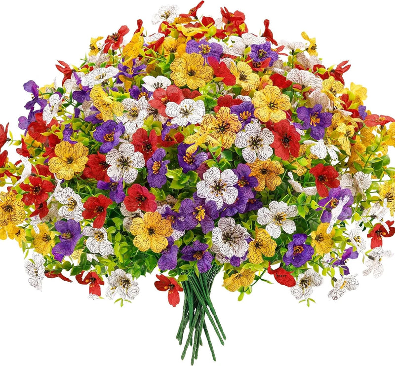 Der Rose 12 Bundles Artificial Daisy Fake Flowers for Outdoors, UV Resistant Col Daisies