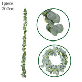 2 Meter Artificial Plant Green Leaves Hanging Eucalyptus Leaf Home Garden Decor Green Plant