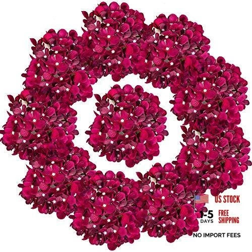 Silk Hydrangea Heads with Stems Artificial Flowers Heads for Home Fuschia Hydrangea