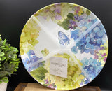 SHABBY CHIC Butterfly Blue Yellow Hydrangea 11Ó Melamine Dinner Plate (SET OF 4) Hydrangea