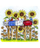 Sunflower Mailbox Birds Fall Wood Mounted Rubber Stamp NORTHWOODS P11340 New Sunflower