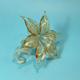 Vintage Murano Style Hand-Blown Golden Sparkling Art Glass Lily Flower Stem Lily