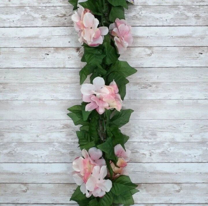 Flower Garland Pink Hydrangea Floral 52 Inch Faux Flowers Hydrangea