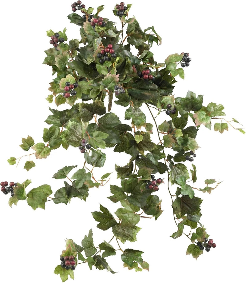Set of 2 24Ó Green Grape Leaf Hanging Artificial Plants by Green Plant