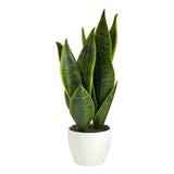 Nearly Natural 16" Sansevieria Artificial Plant in Green Green Plant