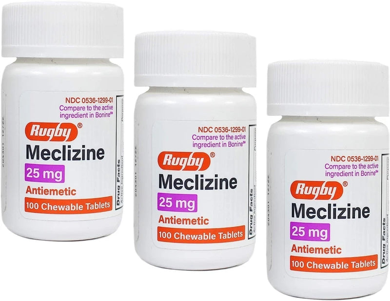 Rugby Meclizine 25mg Ð Pack of 3, 100ct Each - Anti-Nausea, Motion Sickness Bouquet
