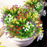 12 Bundle Artificial Flowers for Outdoor UV Resistant Plants, Fall Faux Flowers Green Plant