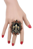 Women Gold Metal Fashion Jewelry Ring Fleur De Lys French Flower Lily Bling Bold Lily