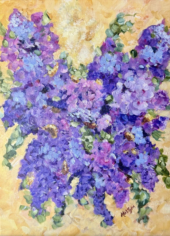 Original Painting Hydrangeas Splendor Lavender Blue Flower blooms 14x11 Canvas Hydrangea