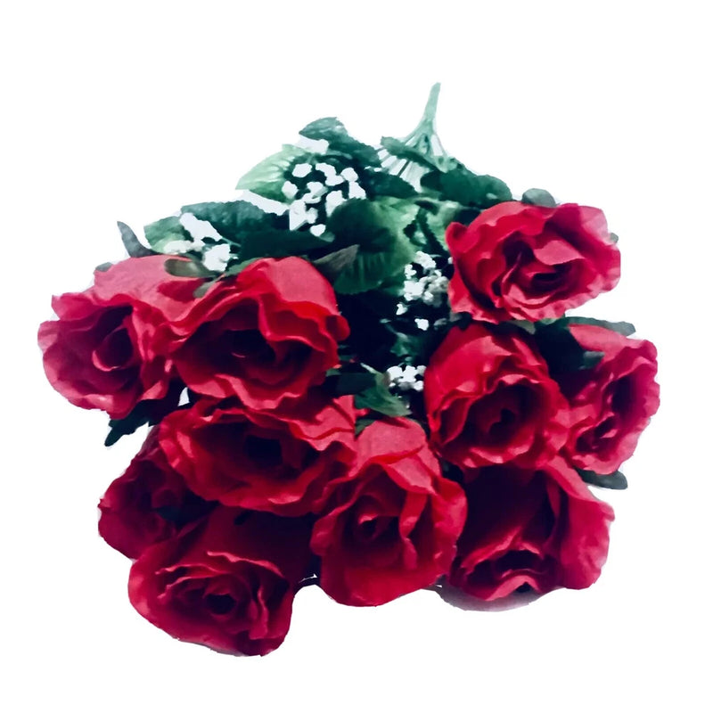 Artificial Red Rose Flower Bouquet Wedding Party Home Decorations Gifts Bulk Bouquet