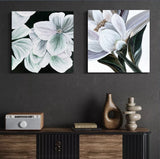 Magnolia hydrangea SET diptych  Macro Elegant Floral white flowers large macro Hydrangea