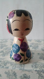 7.5cm Togatta Komatsuri Hydrangea Flower Pattern Small Kokeshi Doll Hydrangea