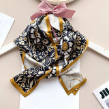 100% Silk Mulberry Scarf 150X17cm Bandanna daisy Print Neckerchief Shawl wrap Sunflower