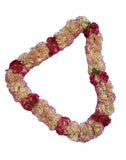Hawaiian Double Full Pink Cream  Carnation Flower Leaves Laua Party Silk Lei Carnation