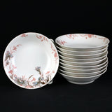 Haviland Limoges Old Carnation Blue Pink Sauce Bowls Set, Schleiger 1158 4 1/2" Carnation