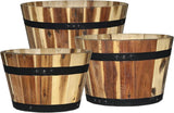 Classic Home and Garden 5/800/3 Wood Barrel Set of 3 Planters, Acacia Garden Plants