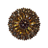 Large vintage sunflower brooch with beautiful crystal accents Sunflower