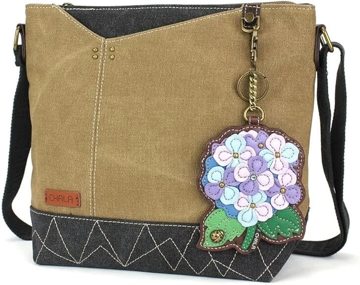 New CHALA PRISM Crossbody Bag  Olive Green HYDRANGEA Flower Coin Purse Canvas Hydrangea