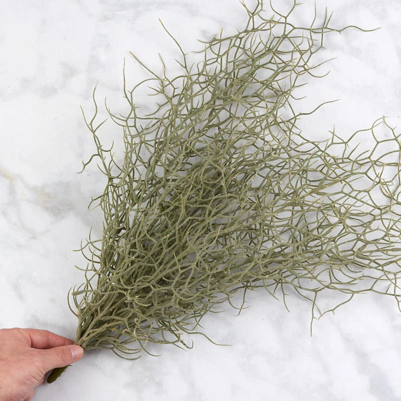 23" Flocked Faux Grass Floral Bush for Indoor Decor Flowering Plants