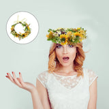 Sunflower Headband Green Leaf Headpiece Eucalyptus Bridal Crown Girls Floral Sunflower