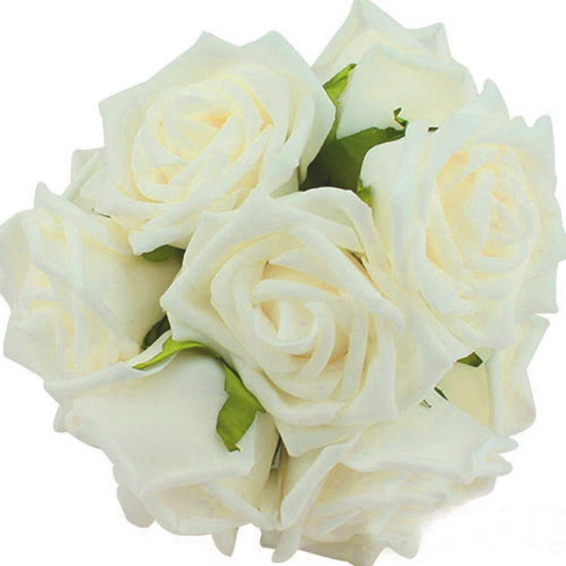 10 Heads 8CM Artificial Rose Flower Bouquet Foam Wedding Home Decor DIY Supplies Bouquet