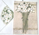 Vintage Greeting Card Blank Note Card White Flowers Bouquet Bouquet