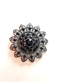 Daisy Flower Pendant Rhinestone Metal Alloy Black Vintage Crafts Jewelry Daisies