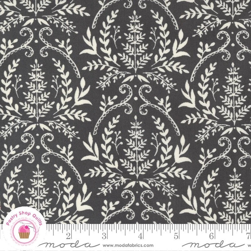 Moda HAPPINESS BLOOMS 56053 15 Slate Black Damask Deb Strain Quilt Fabric Flowering Plants