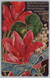 Greetings~Flower Bouquet with Blue Ribbon~Lily of the Valley~Vintage Postcard Lily