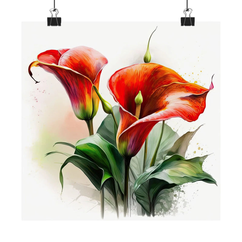 Red Calla Lilies Flower Art Print, Red Flower Painting, Flower DŽcor 01 Lily