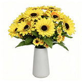 Artificial Sunflower Table Centerpiece with 6 Inch White Ceramic Vase, 13 Inc... Sunflower