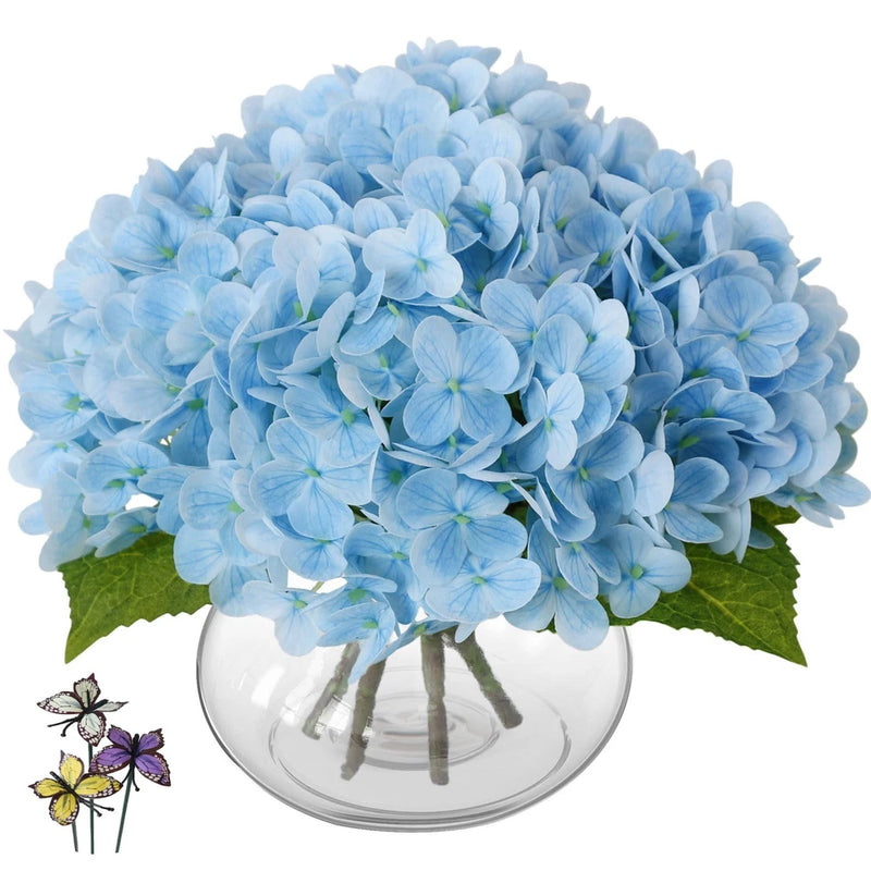 Hydrangea Artificial Flowers with Vase,Blue Real Touch Hydrangea Flowers with... Hydrangea