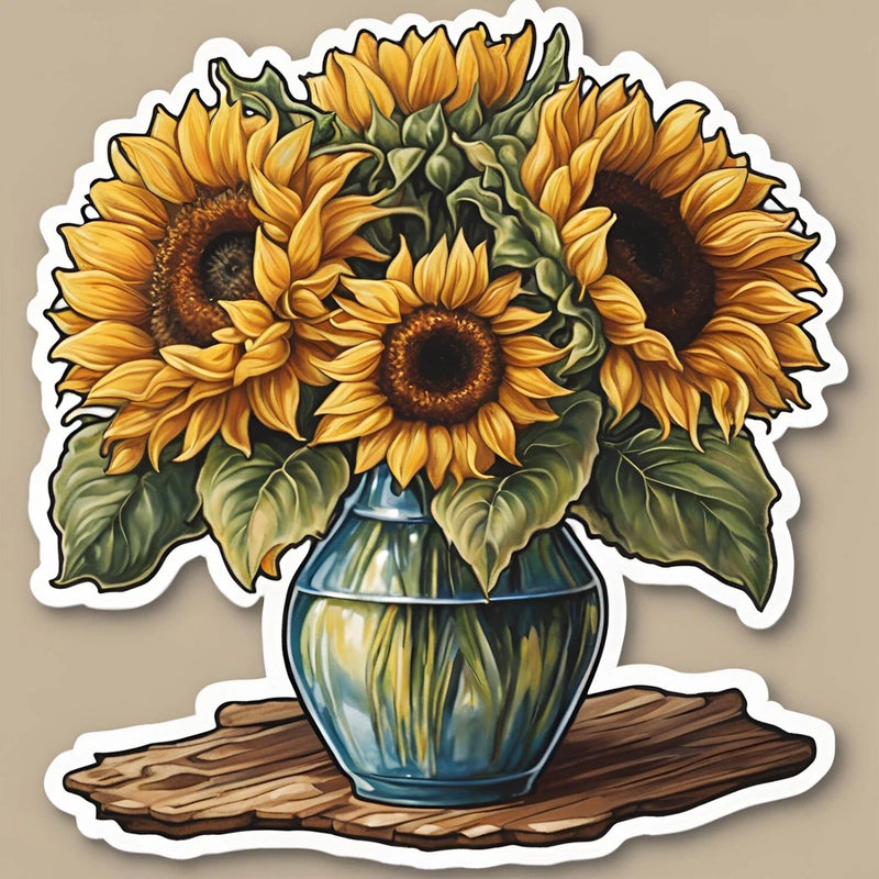 Sunflowers In A Vase Sticker "3x3" Sunflower