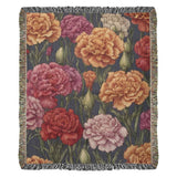 January Birth Month Flower Carnation Woven Blanket Carnation