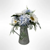 Summer / Fall Floral Arrangement In Galvanized Pitcher Hydrangea