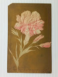 Vintage Postcard 1911 Carnation Flower with Gold Background Embossed Carnation