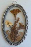 Vintage Dried Pressed Flowers Pewter Frame Window Suncatcher Lasting Impressions Dried Flower