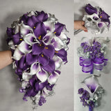 Purple Silver Calla Lily Bridal Wedding Bouquet Accessories Bouquet