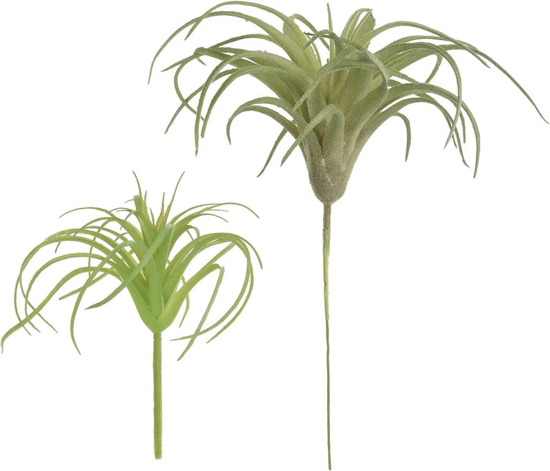 Pack of 2 artificial succulents with long airy green fronds on stems