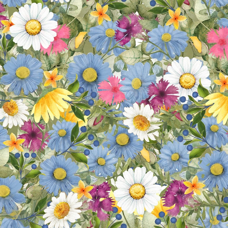 1/2 Yard Fabric - Shop Hopping | Multi Spring Bouquet by Beth Albert - 3 Wishes Flowering Plants