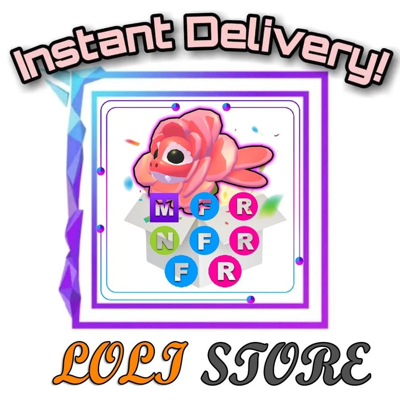 Cartoon rose dragon sticker graphic with multicolor letters and decorative border