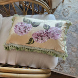 Set(2) Hand-painted Accents Pillows Hydrangeas Flowers Yves Delorme Style Fiore Hydrangea